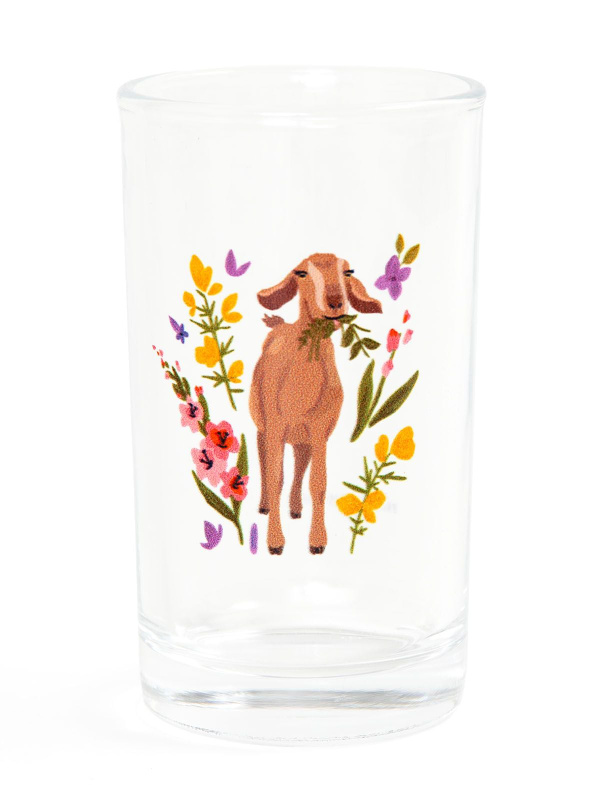Brown Goat Folk Floral Mini Juice Glass, 1 of 6