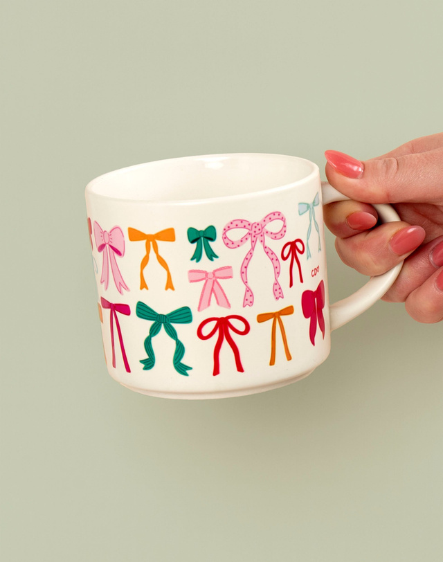 Ribbon Coquette Bows Mug - Cream, 1 of 3