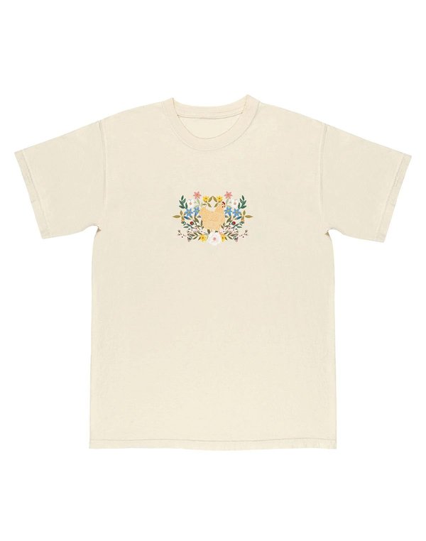 Chicken & Flowers Tee - Ivory, 2 of 5