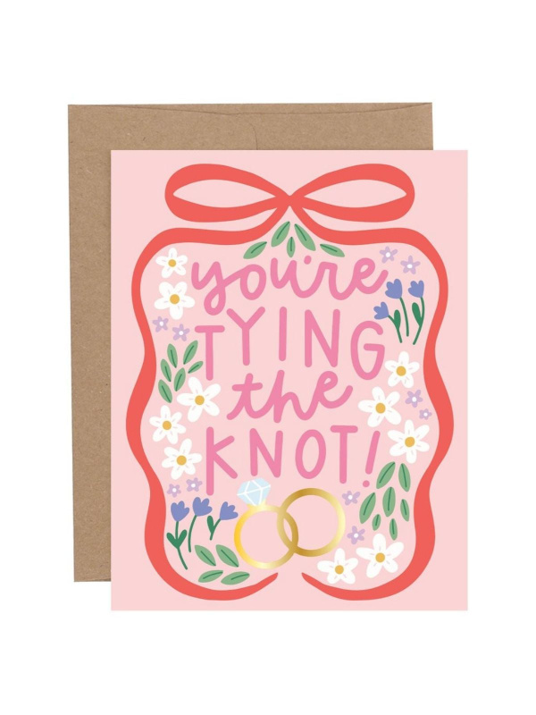 Tying the Knot Engagement Wedding Greeting Card, 1 of 1