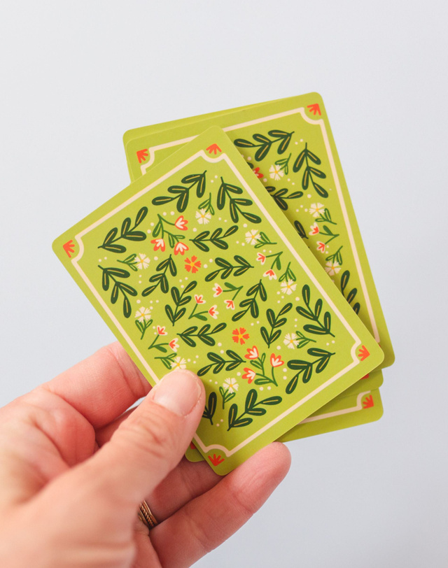 Green Floral Deck of Playing Cards, 1 of 7