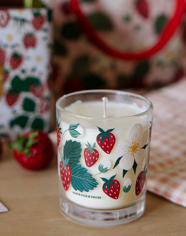Strawberry Patch Scented Soy Hand-Poured Candle, 1 of 8