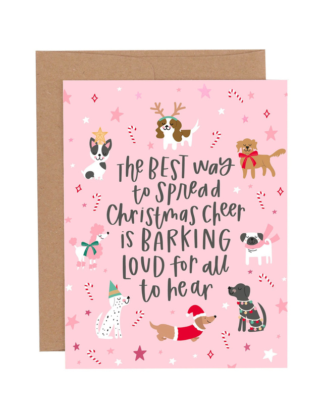 Barking Christmas Cheer Greeting Card, 1 of 1