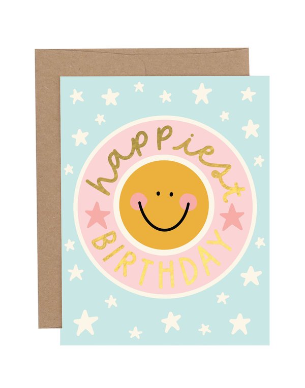 Happiest Birthday Smiley Face Greeting Card, 1 of 1
