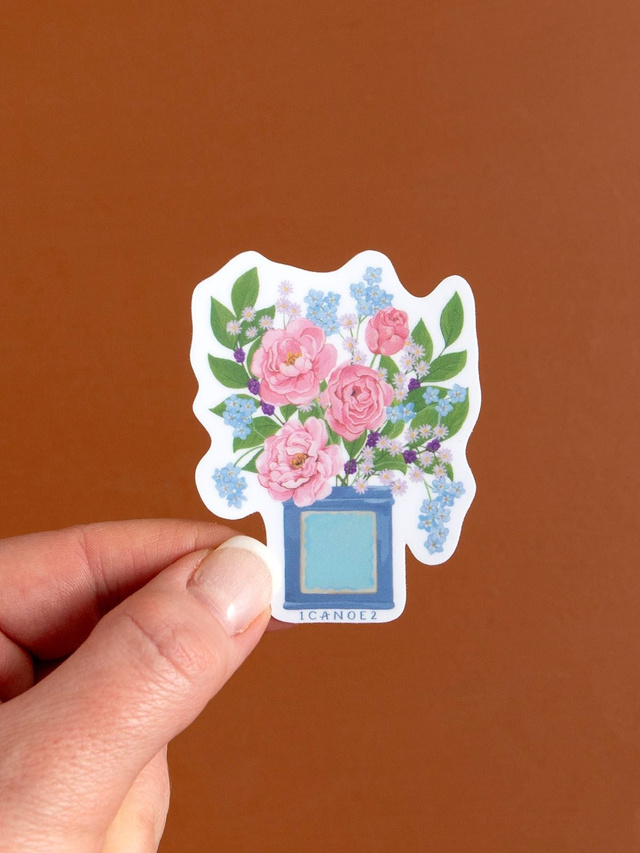 Flower Vase Vintage Blooms Decal Sticker, 1 of 3
