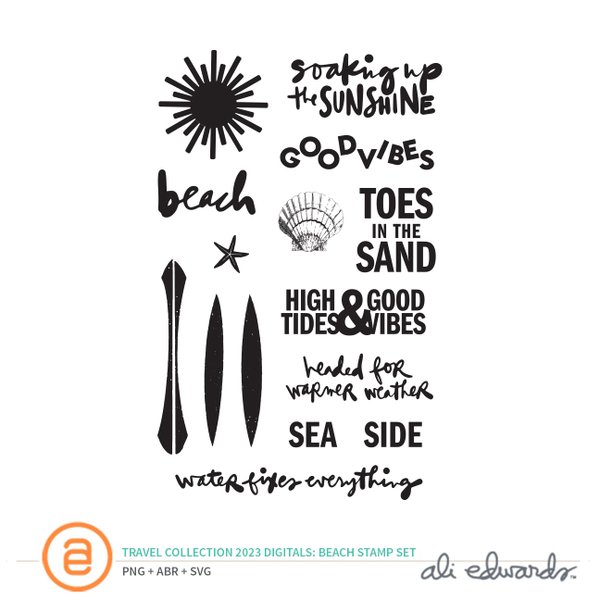 Travel Collection 2023 4×6 Digital Beach Stamp Set, 1 of 1