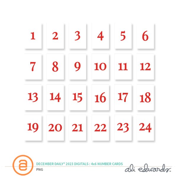December Daily® 2023 Digital 4×6 Number Cards, 1 of 1