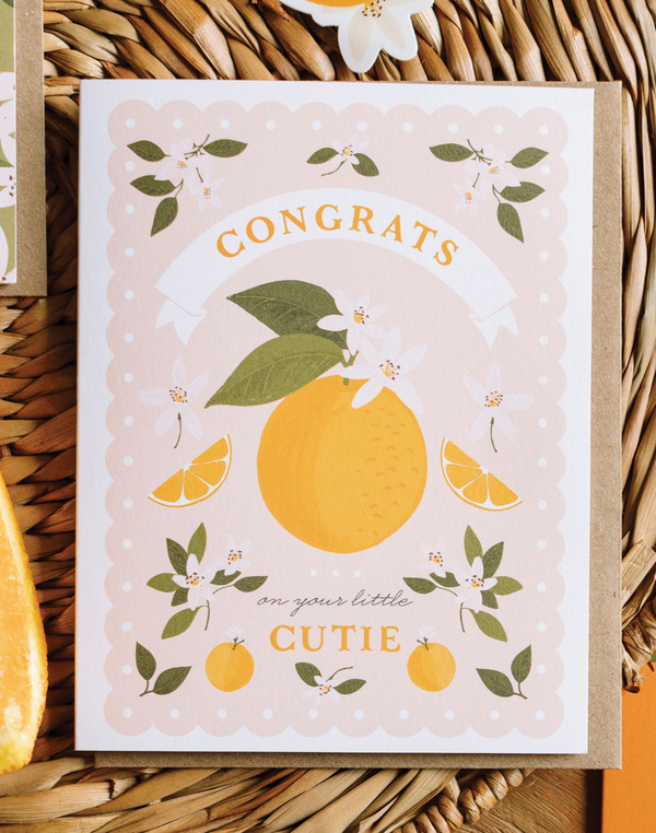 Congrats On Your Cutie Pink Orange Greeting Card, 2 of 2