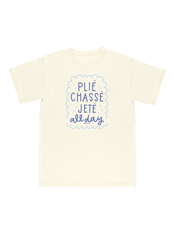 Plie Chasse Jete All Day Ballet Dance Tee - Ivory, 2 of 2