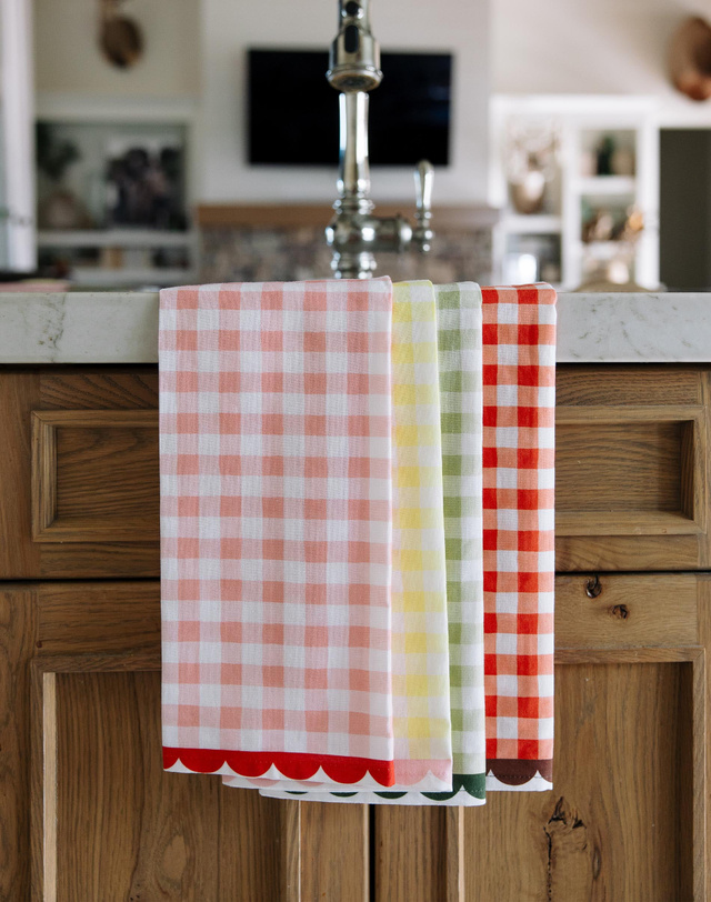 Red Gingham Scalloped Tea Towel, 3 of 13