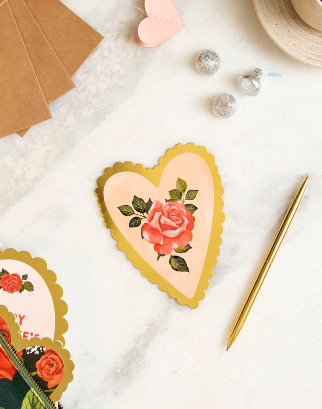 Pink Rose Heart Specialty Greeting Card, 2 of 3