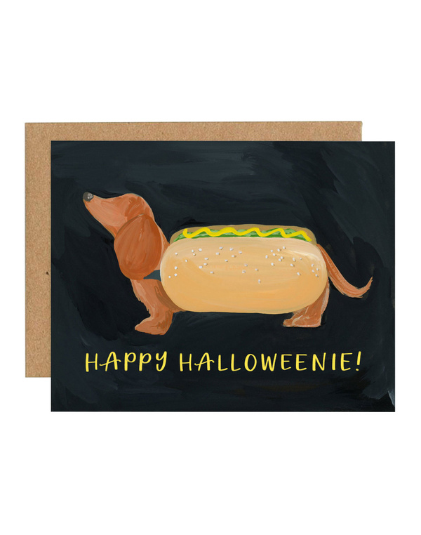 Happy Halloweenie Dog Greeting Card, 1 of 1