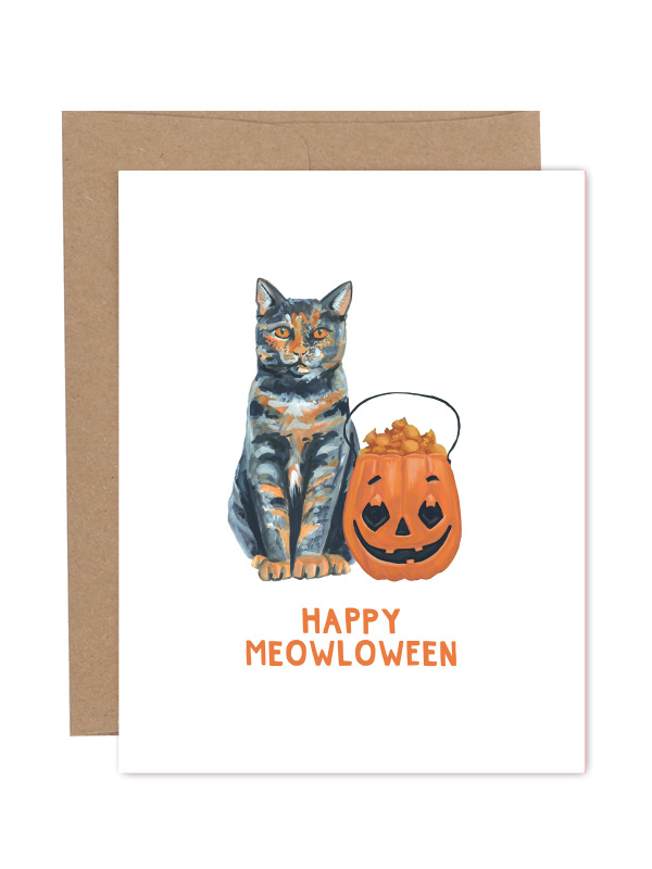 Happy Meowloween Cat Humor Halloween Greeting Card, 1 of 1