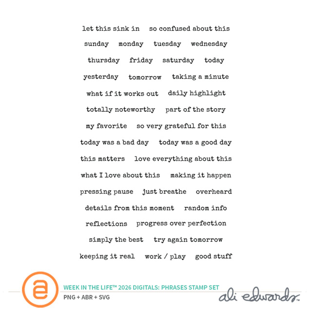 Week In The Life™ 2026 Phrases Digital Stamp Set, 1 of 1
