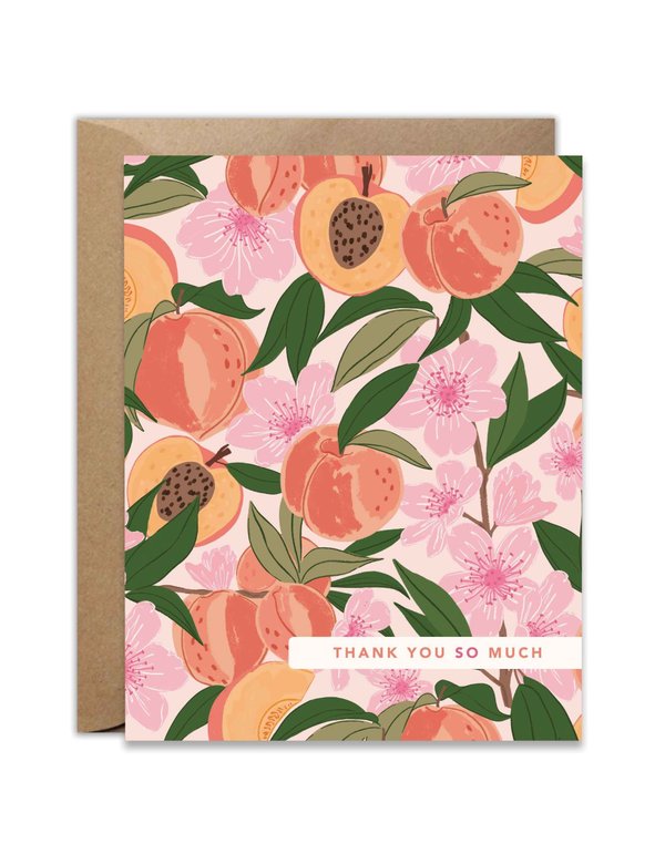 Thank You So Much Peach Blossom Greeting Card, 1 of 1