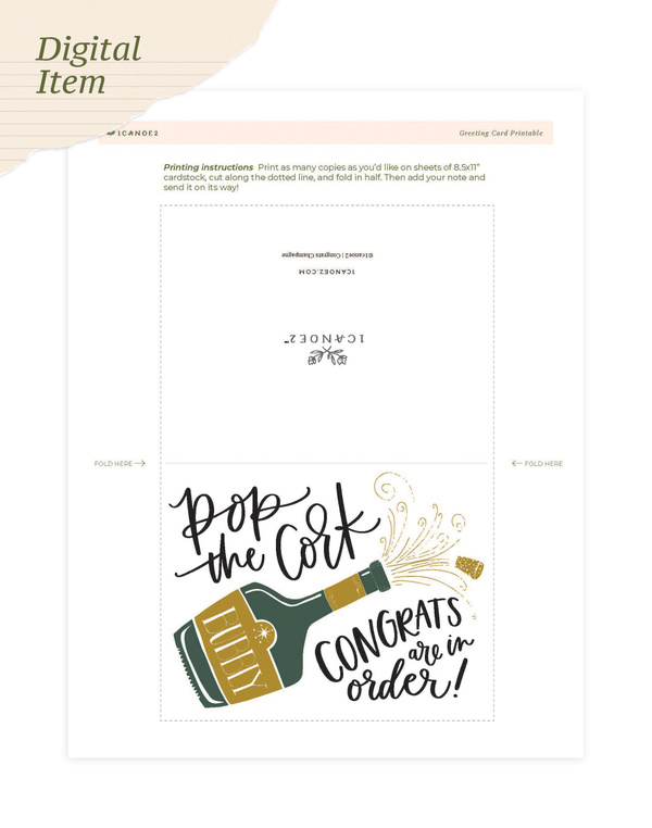 Digital Printable Congrats Champagne Greeting Card, 1 of 1