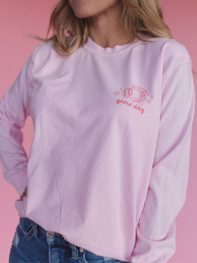 Baseball Game Day Long-Sleeve Tee - Blossom, 2 of 4