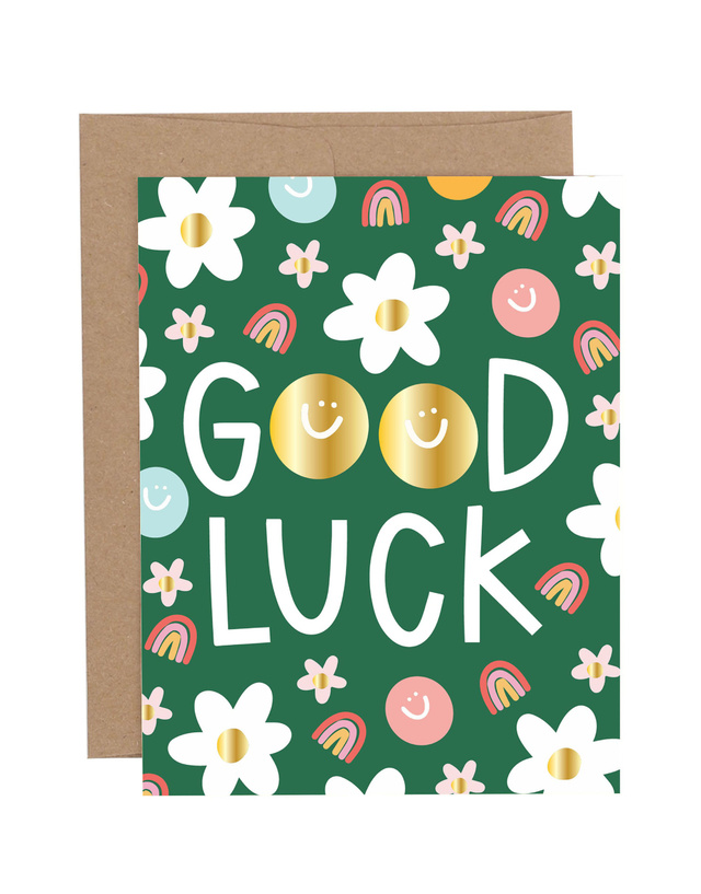 Good Luck Smiley Face Greeting Card, 1 of 1