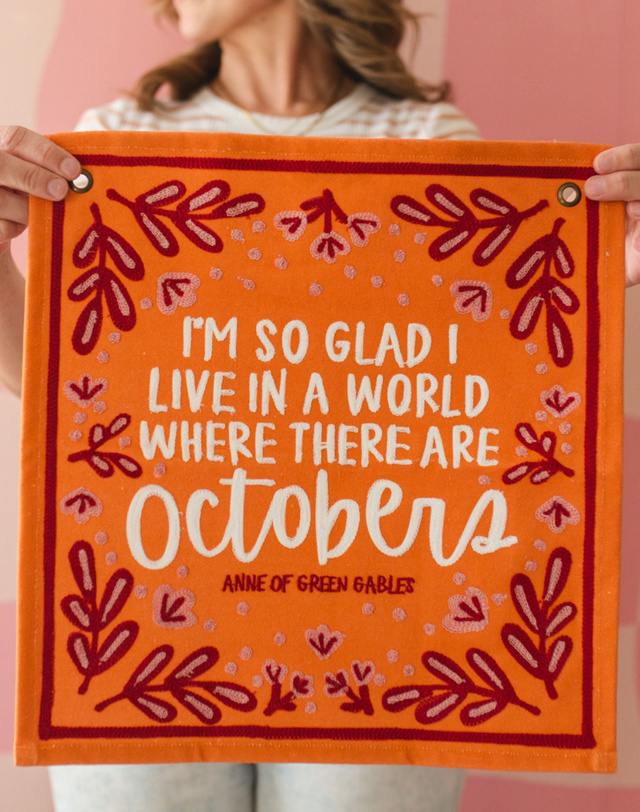 Octobers Embroidered Canvas Banner, 1 of 4