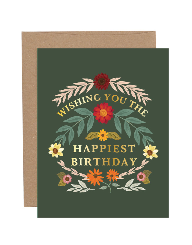 Wishing You The Happiest Birthday Fall Floral Greeting Card, 1 of 2