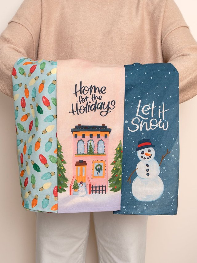Home for the Holidays Christmas Village Kitchen Tea Towel, 5 of 5