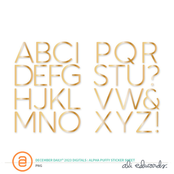 December Daily® 2023 Digital Alpha Puffy Sticker Sheet, 1 of 1