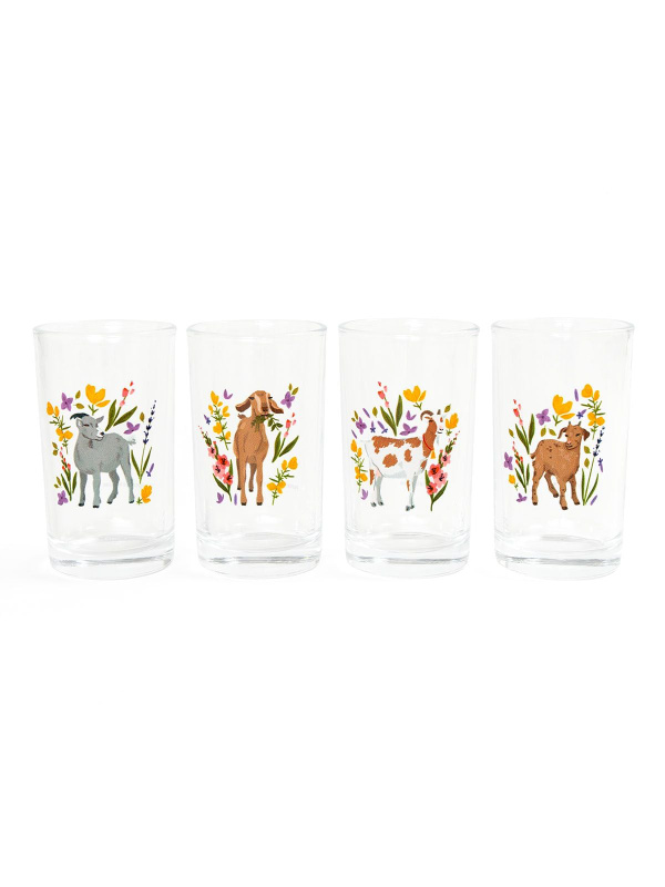 Goats Folk Floral Mini Juice Glass Set, 1 of 6