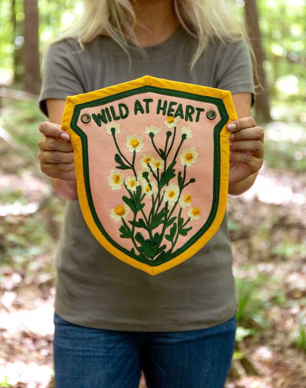 Wild At Heart Embroidered Canvas Banner, 1 of 6