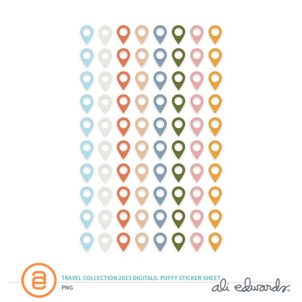 Travel Collection 2023 Digital Puffy Sticker Sheet, 1 of 1