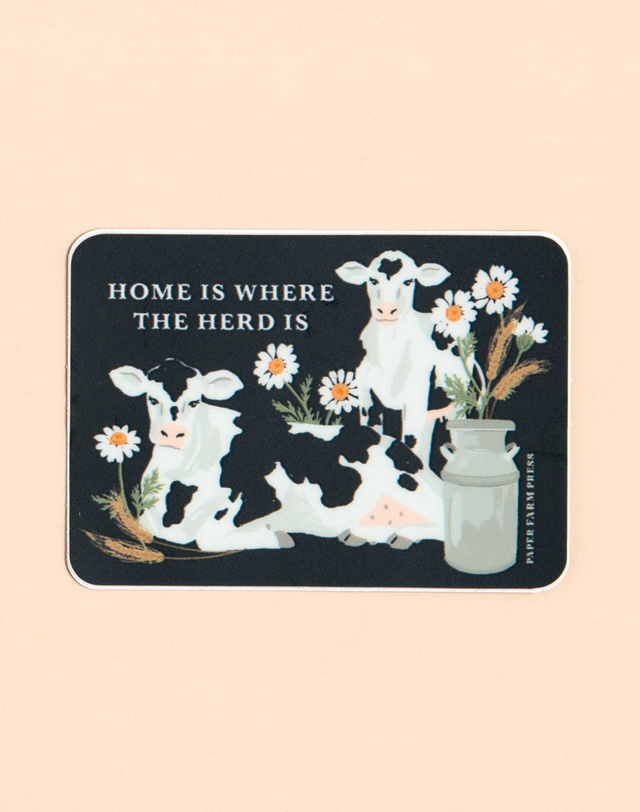 Home Is Where The Herd Is Cow Decal Sticker, 3 of 3