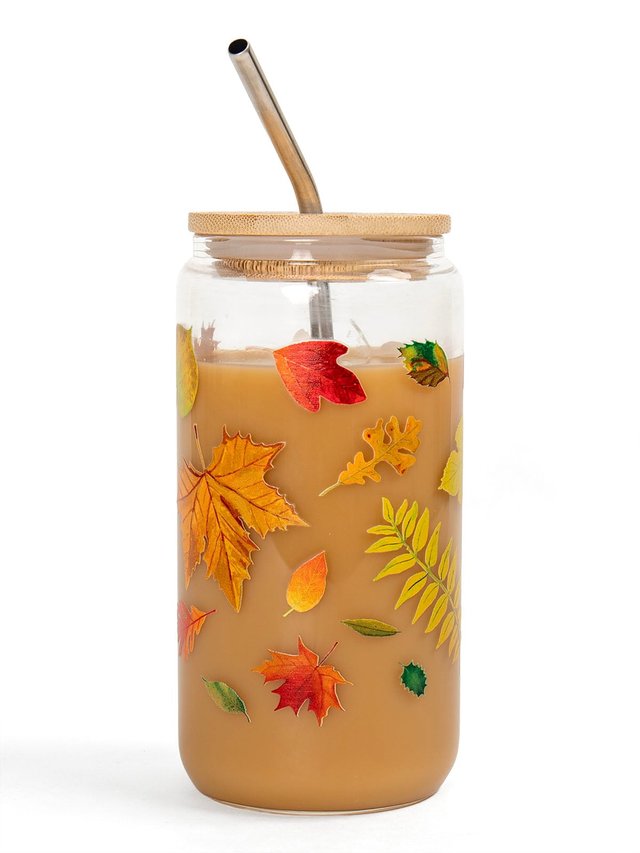 Fallen Leaves Autumn 16oz Glass Can, 2 of 4
