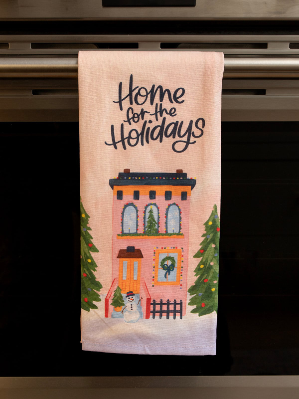 Home for the Holidays Christmas Village Kitchen Tea Towel, 1 of 5