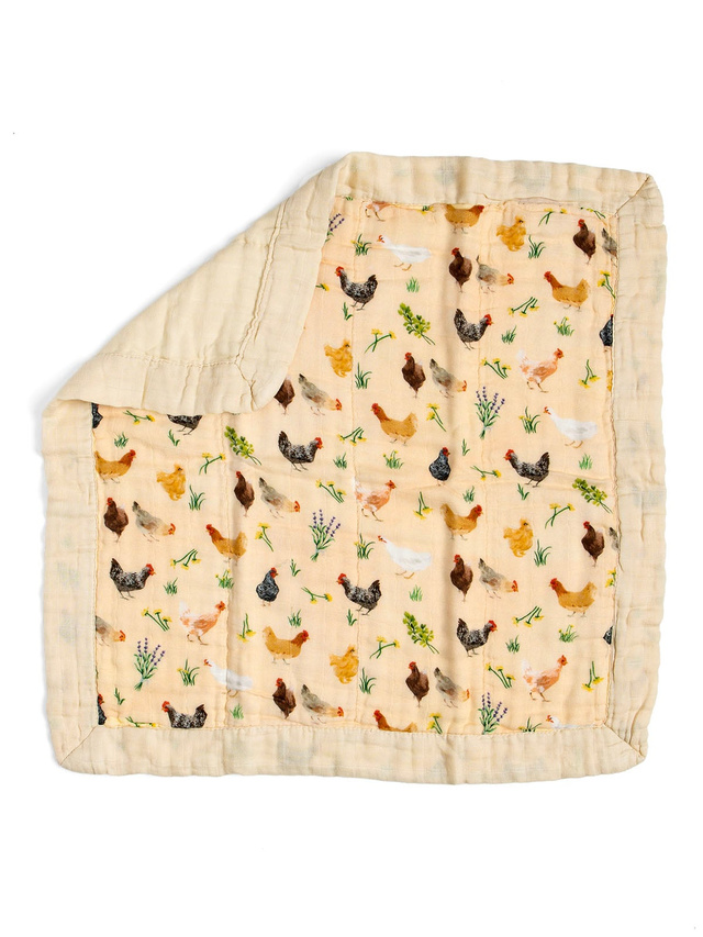 Chicken Meadows Baby Lovey Muslin Blanket, 1 of 2