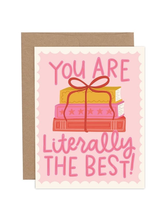 Literally The Best Books Love + Friendship Greeting Card, 1 of 1
