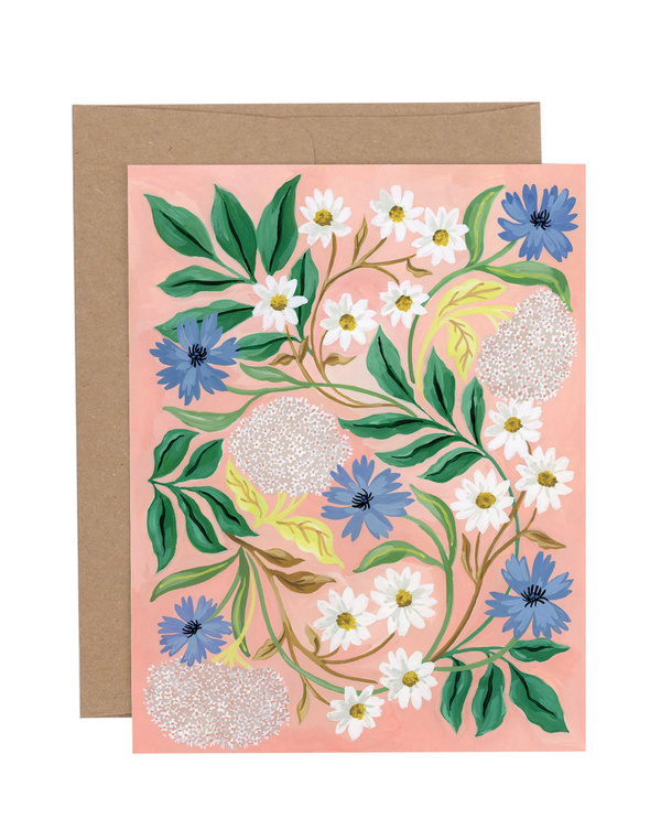 Pink Forage Floral Greeting Card, 1 of 1