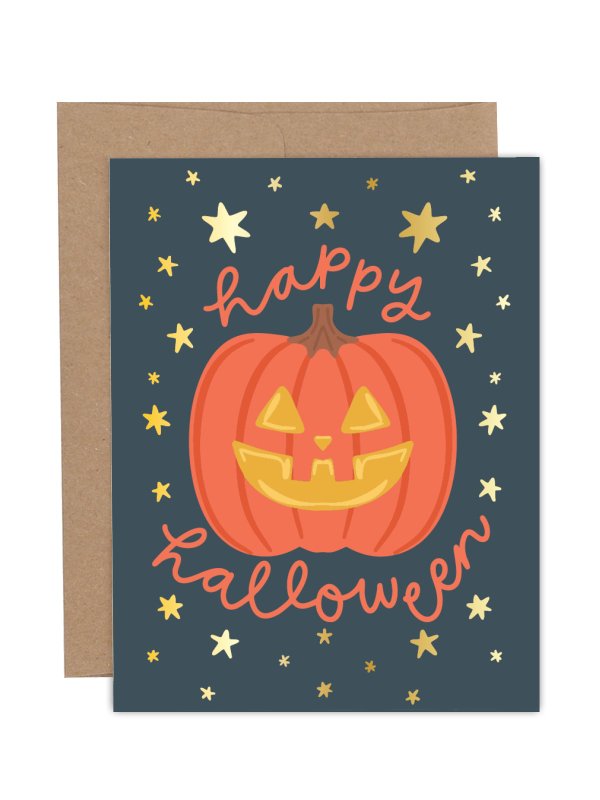 Happy Halloween Jack-O-Lantern Pumpkin Greeting Card, 1 of 1