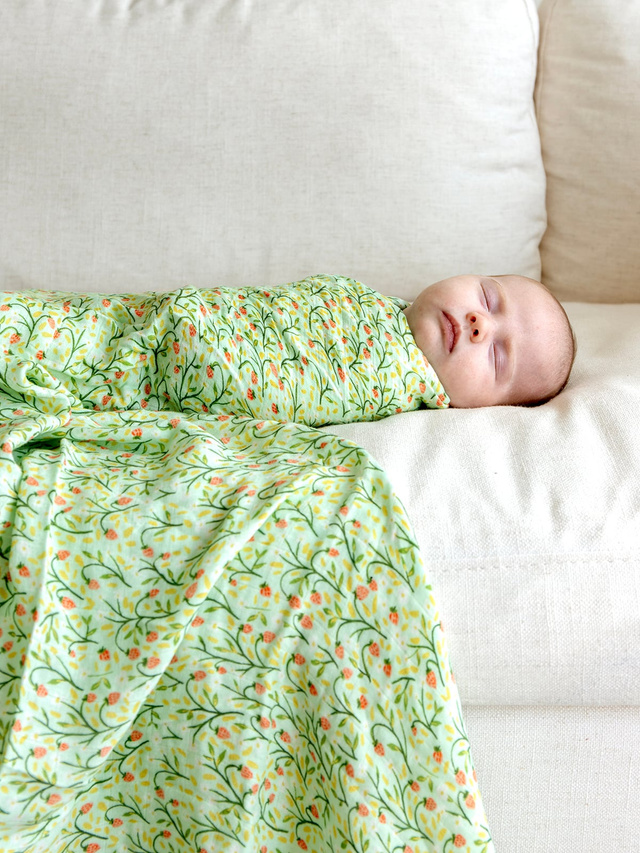 Strawberry Meadow Baby Swaddle, 1 of 5