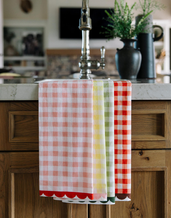 Yellow Gingham Scalloped Tea Towel, 4 of 11