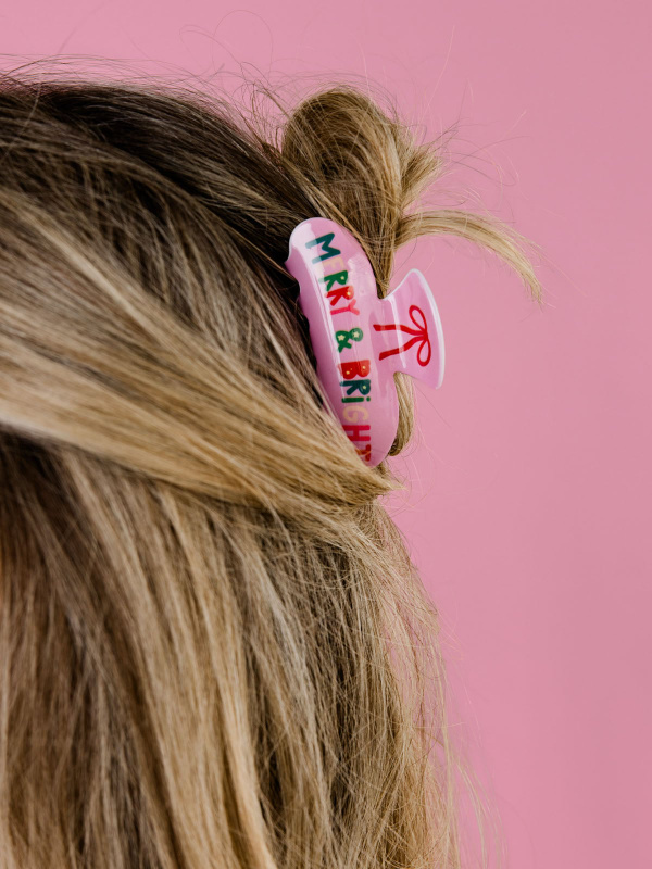 Merry & Bright Coquette Bow Christmas Claw Hair Clip, 1 of 5