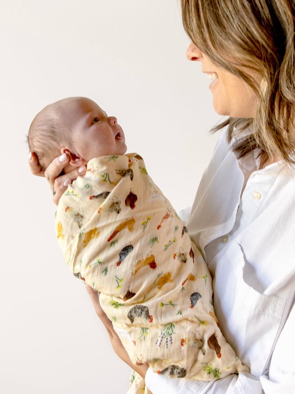 Chicken Meadows Baby Swaddle, 2 of 5