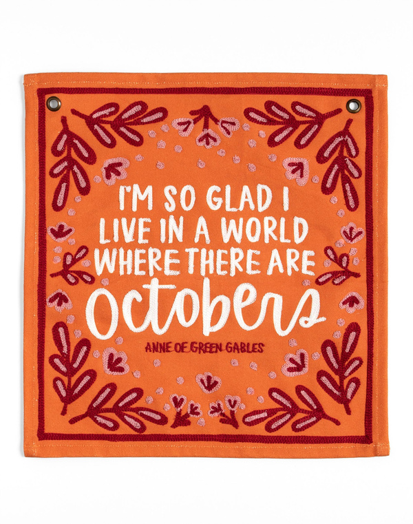Octobers Embroidered Canvas Banner, 3 of 4