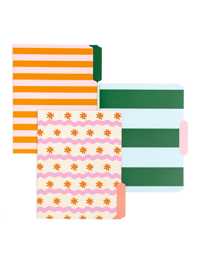 Happy Stripes & Flowers File Folder Set of 6, 2 of 4