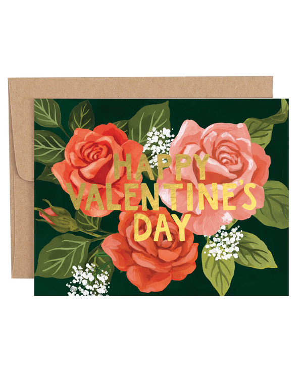 Happy Valentine's Day Roses Greeting Card, 1 of 1