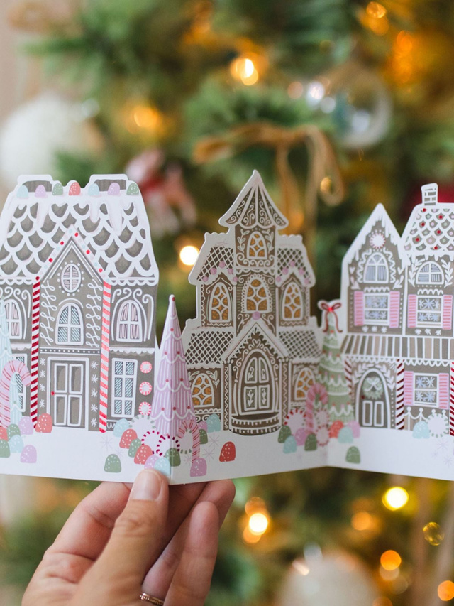 Gingerbread Village Accordion Christmas Greeting Card, 1 of 2