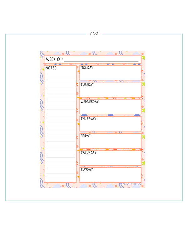 Digital Printable Weekly Planning Sheet, 1 of 1