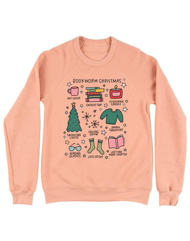 Bookworm Christmas Sweatshirt - Peach, 3 of 3