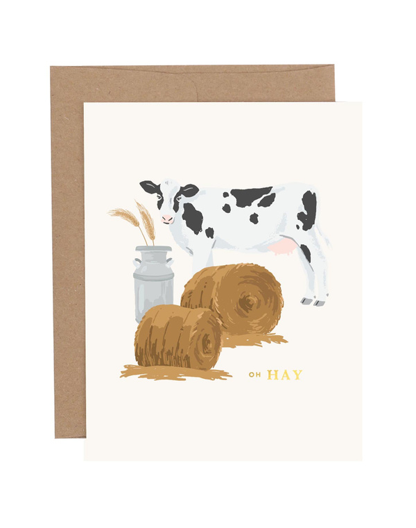 Oh Hay Cow Everyday Greeting Card, 1 of 2