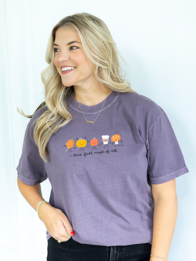 I Love Fall Most of All Tee - Wine, 1 of 3