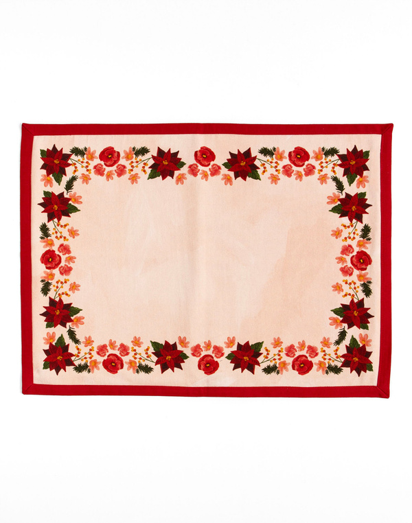 Yuletide Blooms Christmas Cloth Table Placemat Set, 2 of 4