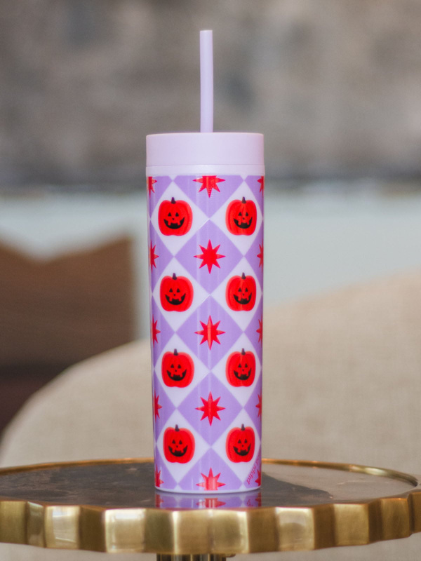 Pumpkins & Stars Halloween 16oz Skinny Acrylic Tumbler - Lilac, 2 of 3